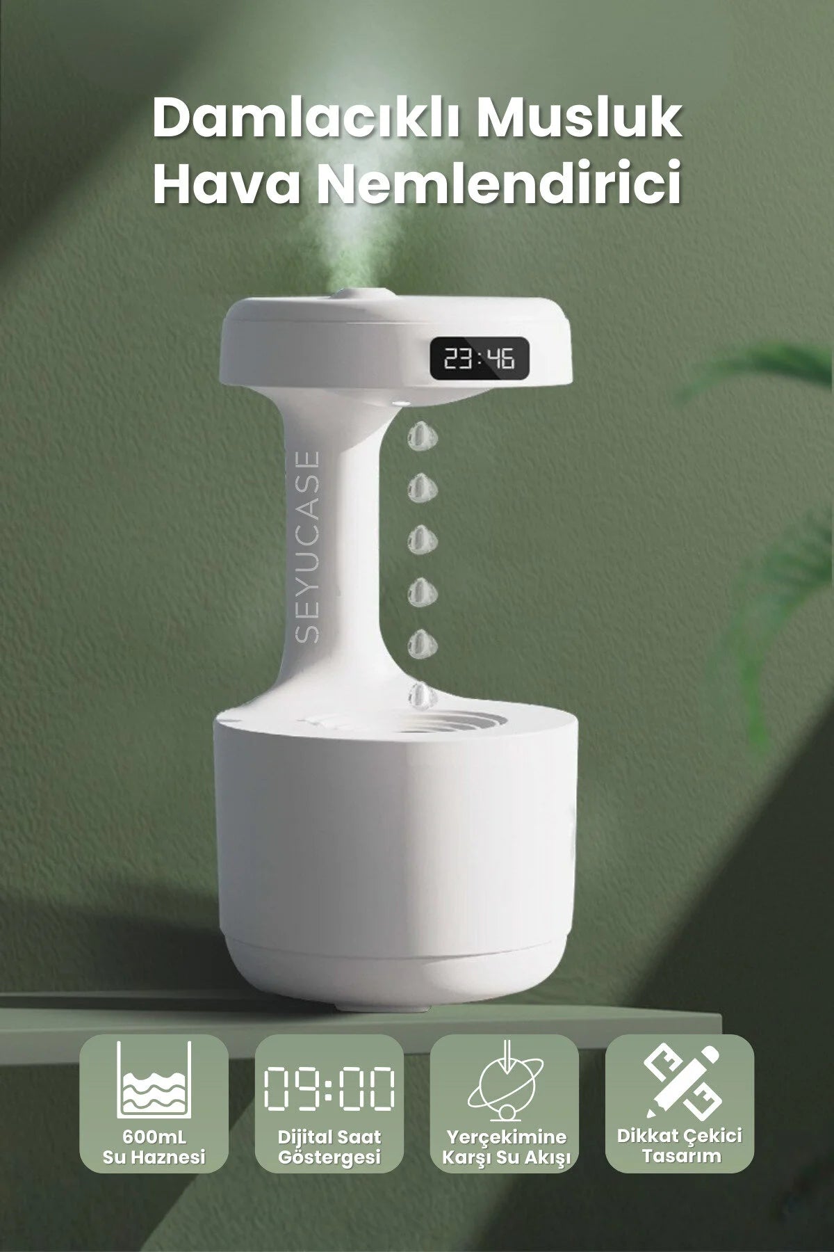 Damlacıklı Musluk Hava Nemlendirici Aroma Difüzörü Aromaterapi Buhar Makinesi