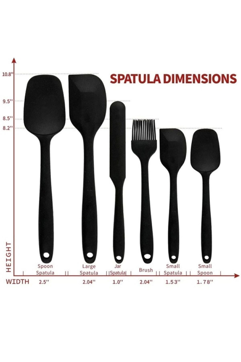 6lı Takım Yanmaz Yapışmaz Mutfak Pasta Slikon Yumurta Fırçası Kaşık Bıçak Spatula Seti