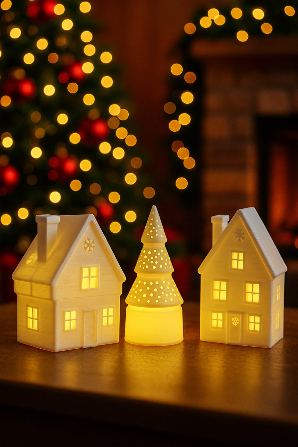 Sevimli Kar Taneli 3lü Kış Evleri