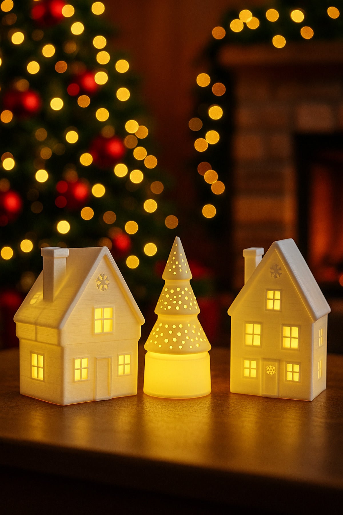 Sevimli Kar Taneli 3lü Kış Evleri